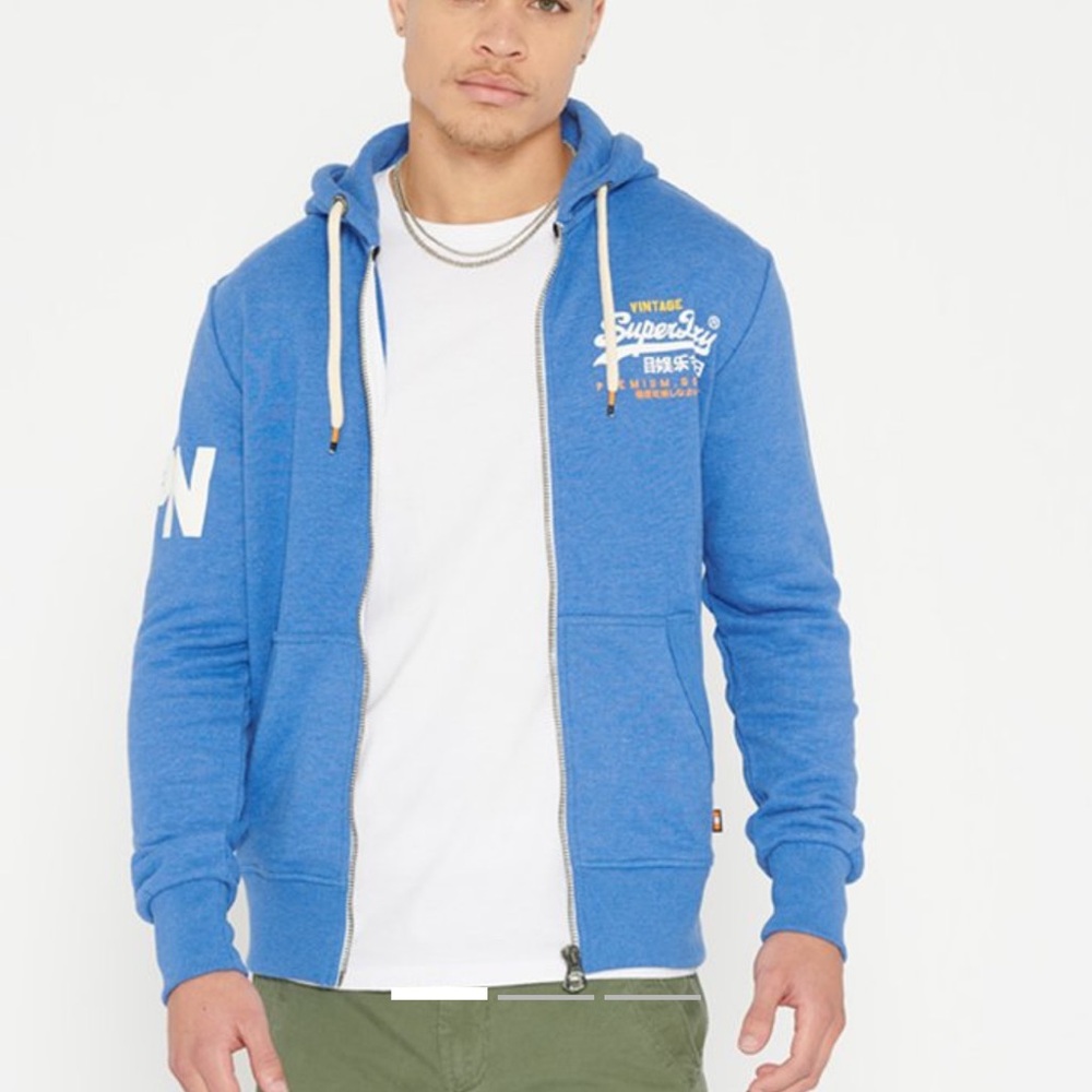 44. Superdry Men's Blue Zip-Up Hoodie